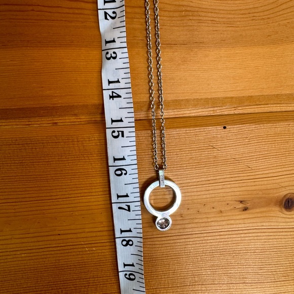 EDBLAD Crystal, silver steel heavy long necklace circle sparkly abstract unique - Picture 7 of 7